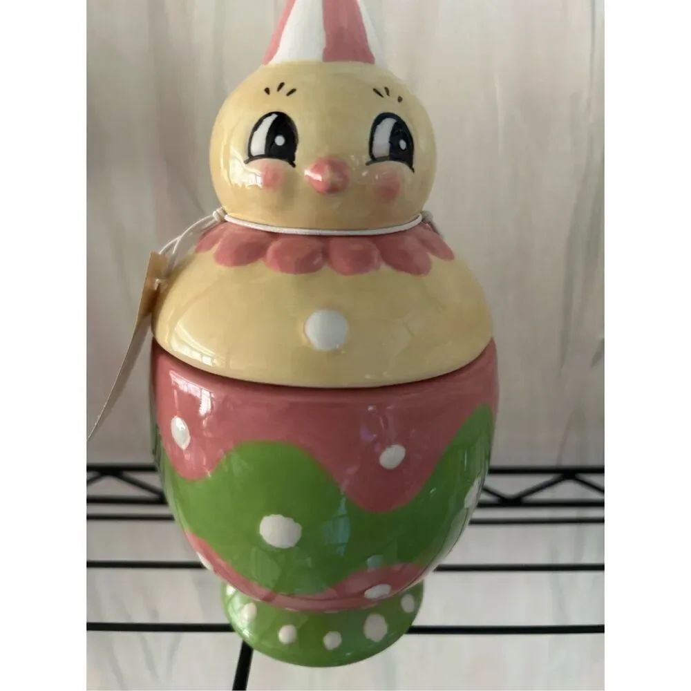 Johanna Parker Carnival Cottage Easter Egg Canister With Chick Topper Ceramic